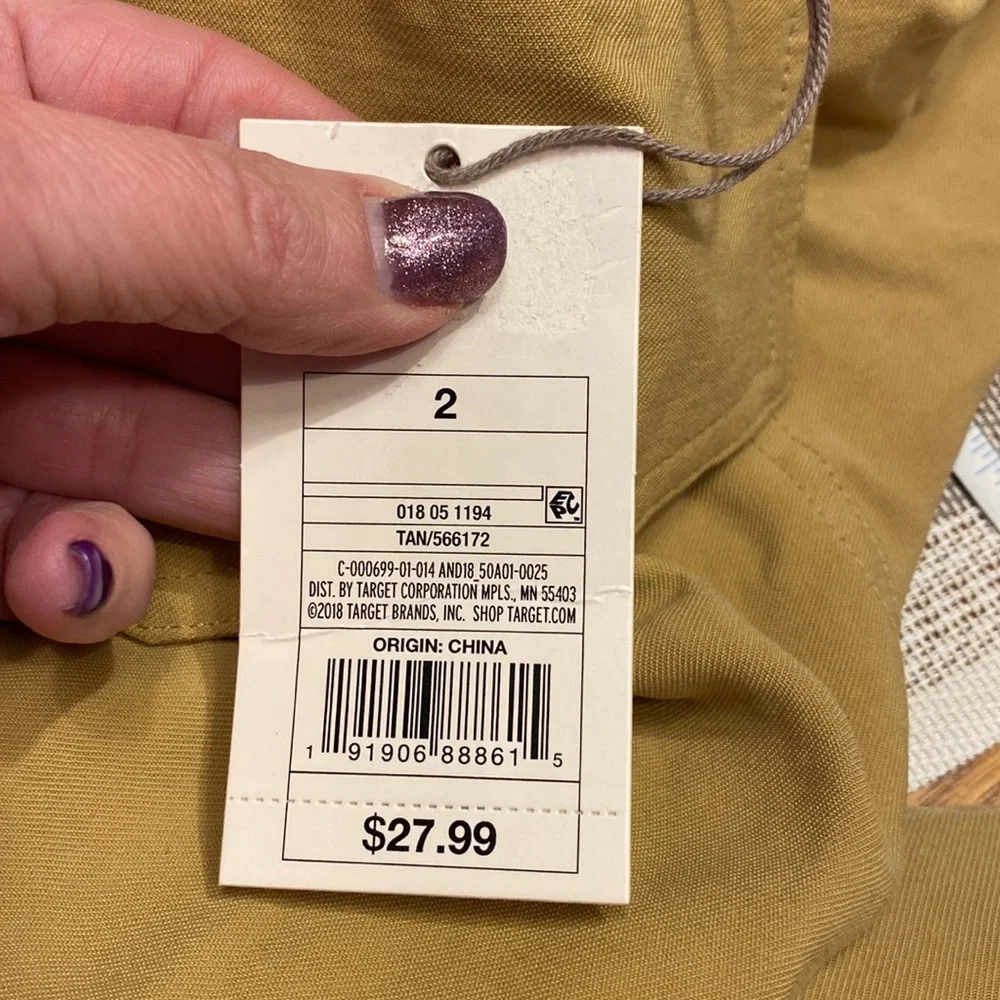 a new day - midi tan skirt with cute front pockets and complete button up front - Picture 8 of 10